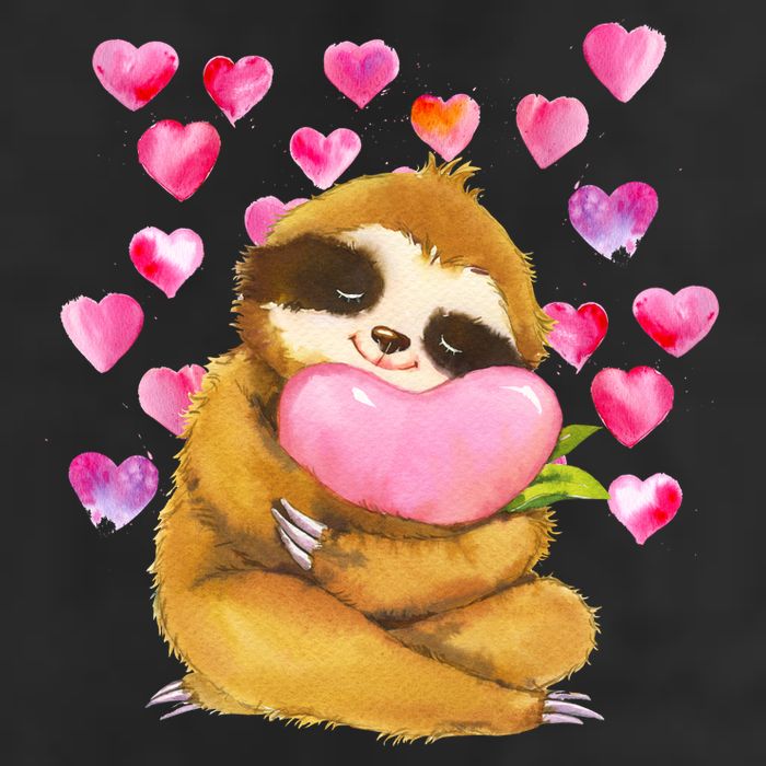 Sloth Valentine's Day Cute Sloth Hugging A Heart Premium Pullover Hoodie