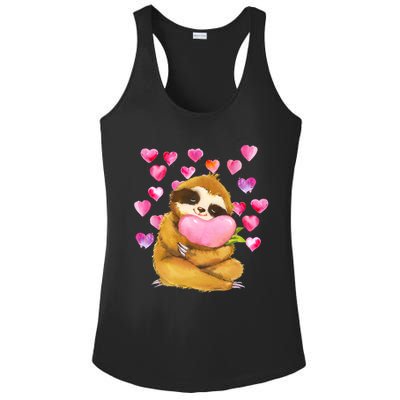 Sloth Valentine's Day Cute Sloth Hugging A Heart Ladies PosiCharge Competitor Racerback Tank