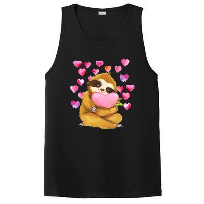 Sloth Valentine's Day Cute Sloth Hugging A Heart PosiCharge Competitor Tank