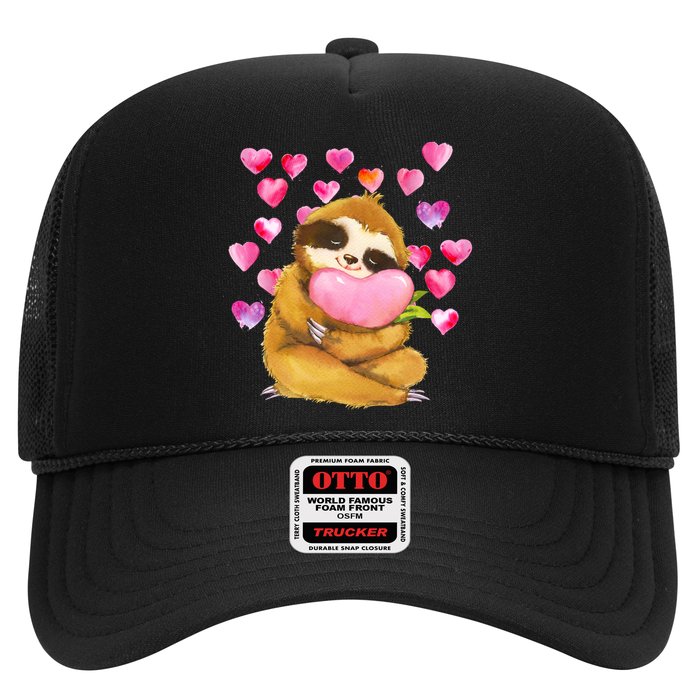 Sloth Valentine's Day Cute Sloth Hugging A Heart Hat