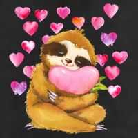 Sloth Valentine's Day Cute Sloth Hugging A Heart Microfiber Hand Towel