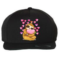 Sloth Valentine's Day Cute Sloth Hugging A Heart Wool Snapback Cap