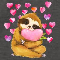 Sloth Valentine's Day Cute Sloth Hugging A Heart Vector Backpack