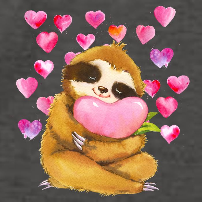 Sloth Valentine's Day Cute Sloth Hugging A Heart Vector Backpack