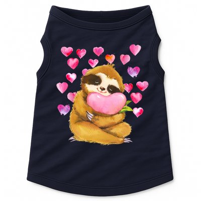 Sloth Valentine's Day Cute Sloth Hugging A Heart Doggie Tank