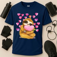 Sloth Valentine's Day Cute Sloth Hugging A Heart Performance Shirt