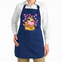 Sloth Valentine's Day Cute Sloth Hugging A Heart Apron