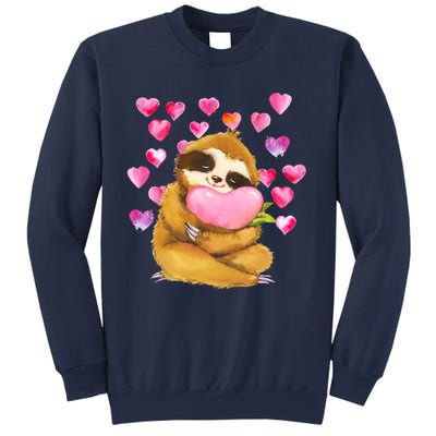 Sloth Valentine's Day Cute Sloth Hugging A Heart Sweatshirt
