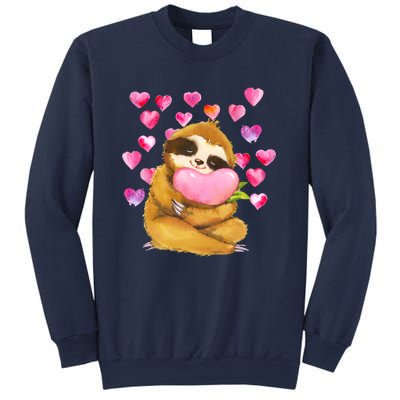 Sloth Valentine's Day Cute Sloth Hugging A Heart Sweatshirt