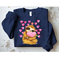 Sloth Valentine's Day Cute Sloth Hugging A Heart Sweatshirt
