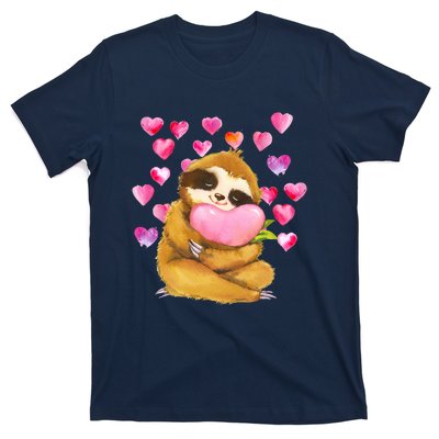 Sloth Valentine's Day Cute Sloth Hugging A Heart T-Shirt