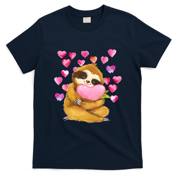 Sloth Valentine's Day Cute Sloth Hugging A Heart T-Shirt