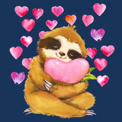 Sloth Valentine's Day Cute Sloth Hugging A Heart T-Shirt