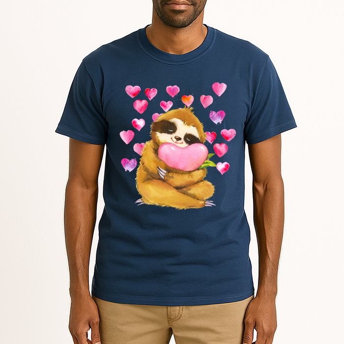 Sloth Valentine's Day Cute Sloth Hugging A Heart Tall T-Shirt