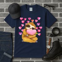 Sloth Valentine's Day Cute Sloth Hugging A Heart Tall T-Shirt