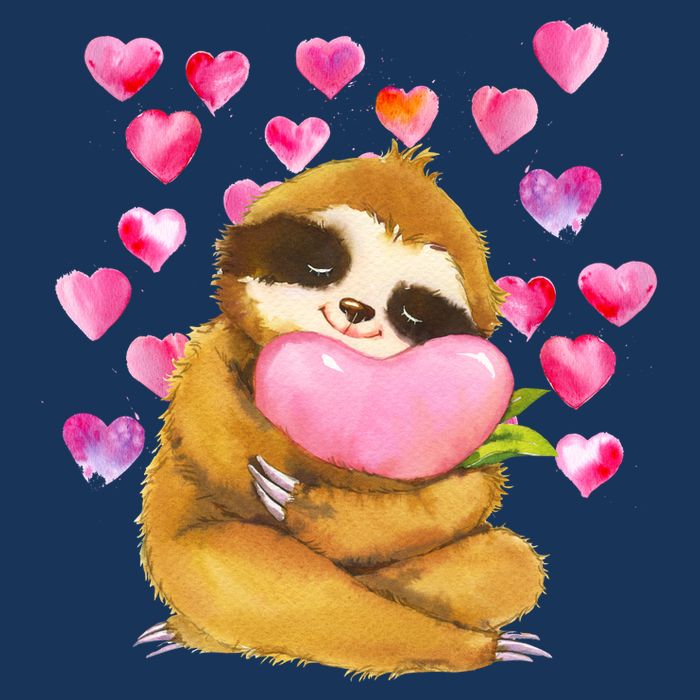 Sloth Valentine's Day Cute Sloth Hugging A Heart Tall T-Shirt