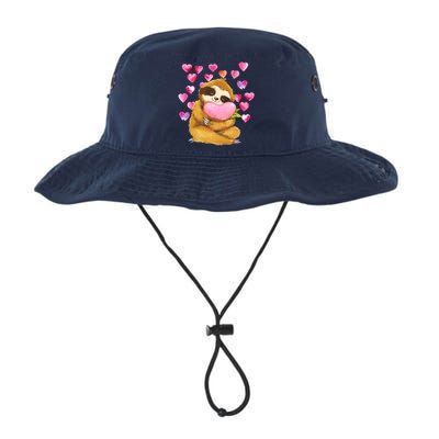 Sloth Valentine's Day Cute Sloth Hugging A Heart Bucket Hat