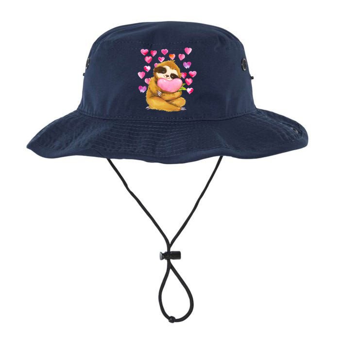 Sloth Valentine's Day Cute Sloth Hugging A Heart Bucket Hat