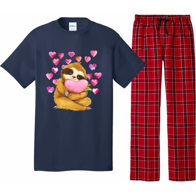 Sloth Valentine's Day Cute Sloth Hugging A Heart Pajama Set