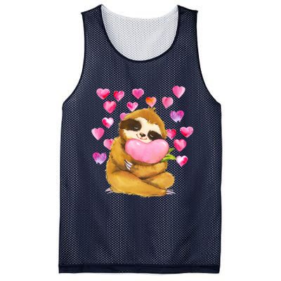 Sloth Valentine's Day Cute Sloth Hugging A Heart Mesh Reversible Basketball Jersey Tank