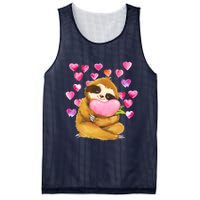Sloth Valentine's Day Cute Sloth Hugging A Heart Mesh Reversible Basketball Jersey Tank