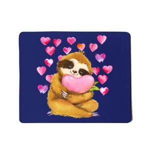 Sloth Valentine's Day Cute Sloth Hugging A Heart Mousepad