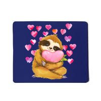 Sloth Valentine's Day Cute Sloth Hugging A Heart Mousepad