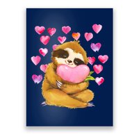 Sloth Valentine's Day Cute Sloth Hugging A Heart Poster