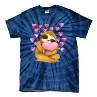 Sloth Valentine's Day Cute Sloth Hugging A Heart Tie-Dye T-Shirt