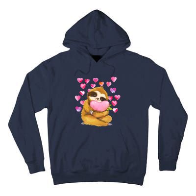 Sloth Valentine's Day Cute Sloth Hugging A Heart Tall Hoodie