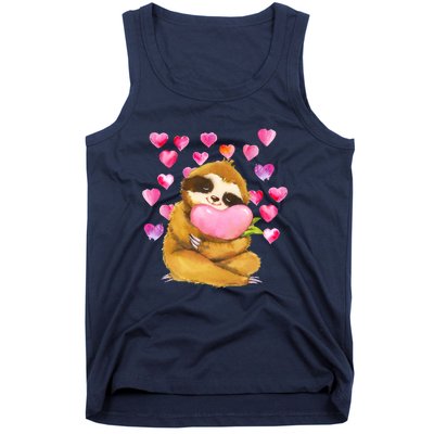 Sloth Valentine's Day Cute Sloth Hugging A Heart Tank Top