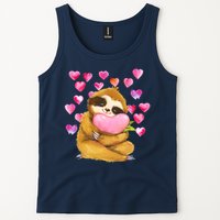 Sloth Valentine's Day Cute Sloth Hugging A Heart Tank Top