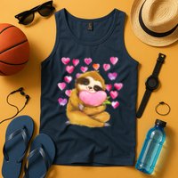 Sloth Valentine's Day Cute Sloth Hugging A Heart Tank Top