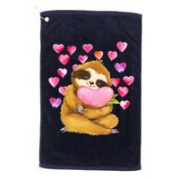 Sloth Valentine's Day Cute Sloth Hugging A Heart Golf Towel