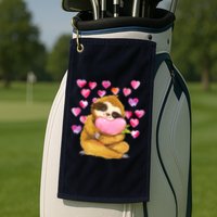 Sloth Valentine's Day Cute Sloth Hugging A Heart Golf Towel