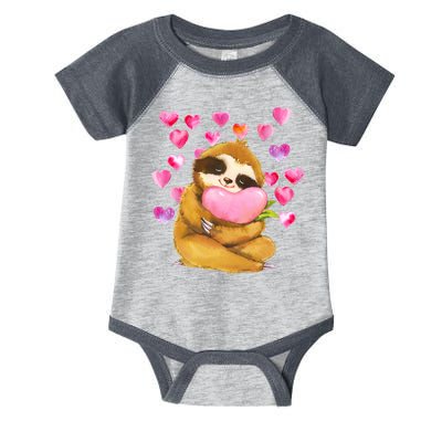 Sloth Valentine's Day Cute Sloth Hugging A Heart Infant Baby Jersey Bodysuit