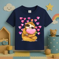 Sloth Valentine's Day Cute Sloth Hugging A Heart Toddler T-Shirt