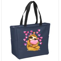 Sloth Valentine's Day Cute Sloth Hugging A Heart Zip Tote Bag