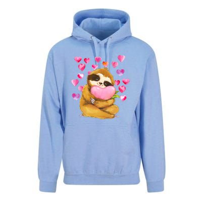 Sloth Valentine's Day Cute Sloth Hugging A Heart Unisex Surf Hoodie