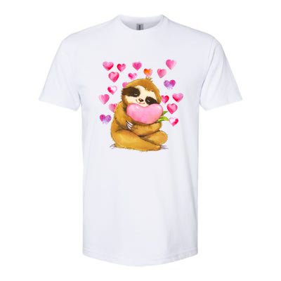 Sloth Valentine's Day Cute Sloth Hugging A Heart Softstyle CVC T-Shirt