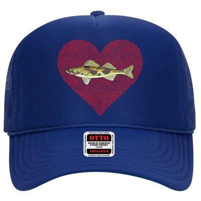 Sauger Valentines Day Fish Love Fingerprint Funny Gift High Crown Mesh Back Trucker Hat