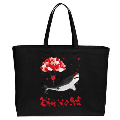 Shark Valentine's Day Cute Heart Animals Lover Gift Cotton Canvas Jumbo Tote