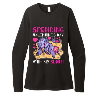 Spending Valentine's Day With My Sloth Meaningful Gift Womens CVC Long Sleeve Shirt