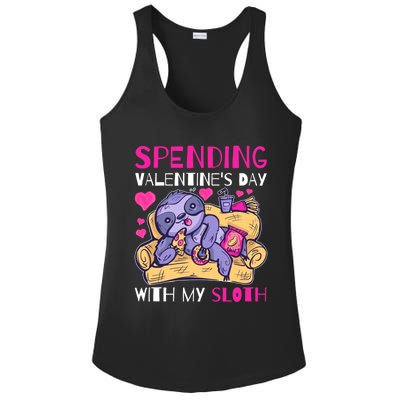 Spending Valentine's Day With My Sloth Meaningful Gift Ladies PosiCharge Competitor Racerback Tank