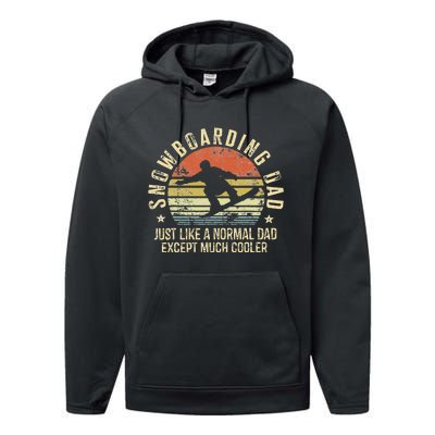 Snowboarding vintage Dad Just Like Normal Dad Much Cooler Performance Fleece Hoodie