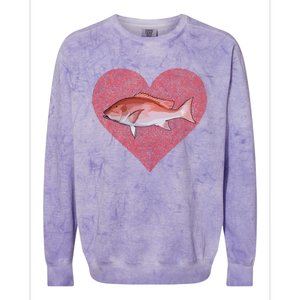 Snappers Valentines Day Fish Love Fingerprint Cute Gift Colorblast Crewneck Sweatshirt