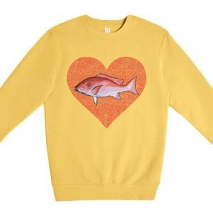 Snappers Valentines Day Fish Love Fingerprint Cute Gift Premium Crewneck Sweatshirt