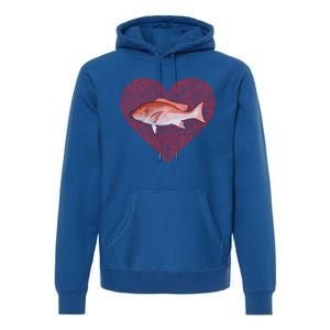 Snappers Valentines Day Fish Love Fingerprint Cute Gift Premium Hoodie