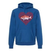 Snappers Valentines Day Fish Love Fingerprint Cute Gift Premium Hoodie