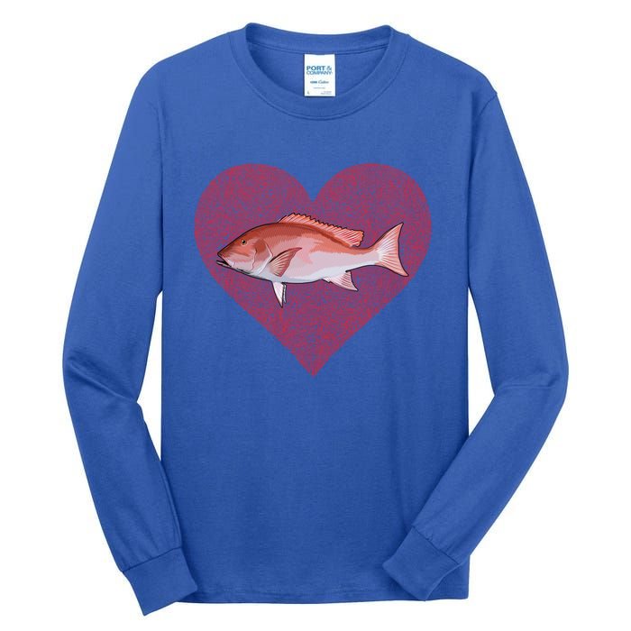 Snappers Valentines Day Fish Love Fingerprint Cute Gift Tall Long Sleeve T-Shirt